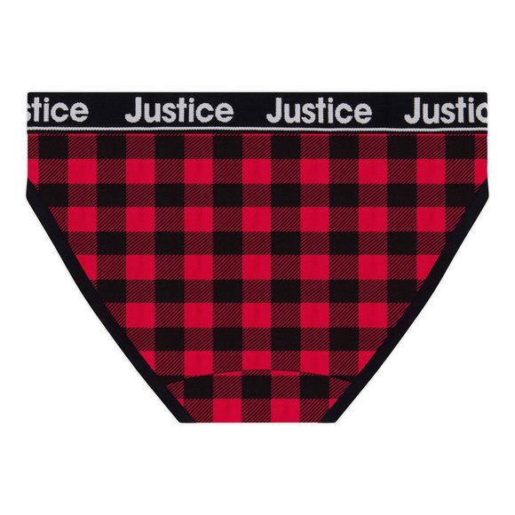 New Justice Girls Soft Cotton Bikini Underwear 6-Pack Christmas Buffalo Plaid - Picture 8 of 16